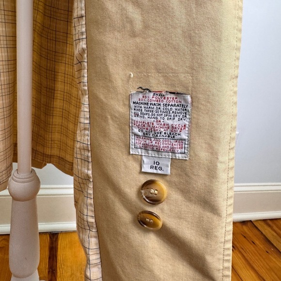 Vintage Long Trench Coat Womens 10 Tan Belted Double Breasted Old Money Preppy - Picture 6 of 12